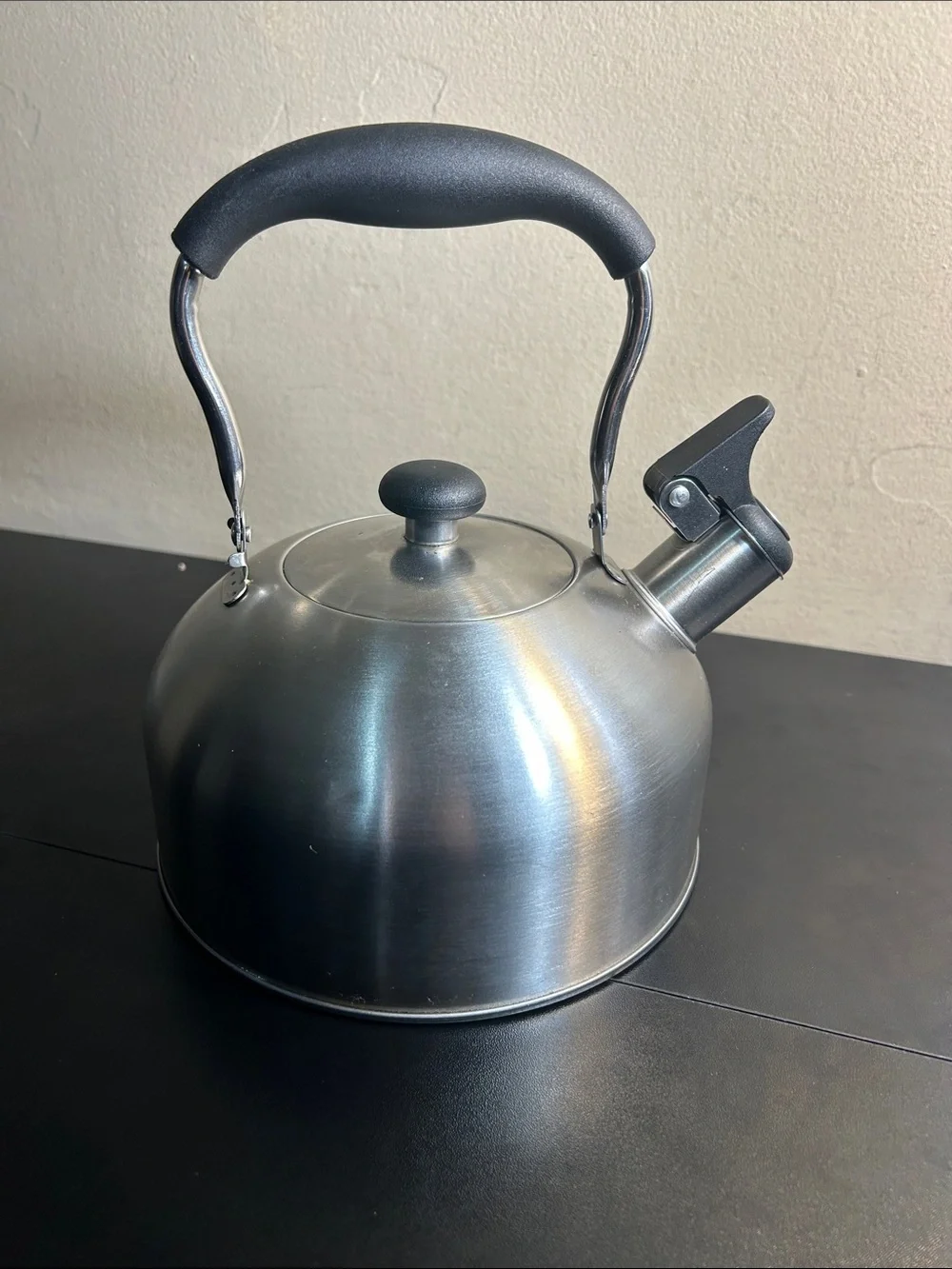 Mainstays 1.8L Stainless Steel Whistling Tea Kettle Induction Compatible Silver!